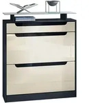 SCHUHSCHRANK Fiesta Creme Hochglanz / Schwarz Hochglanz