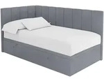 EINZELBETT Jugendbett mit Bettkasten Rechts, mit Matratze - LOVY 80x200 Grau