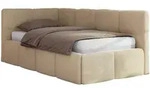 JUGENDBETT ARVO 90/200 - Beige Pl&uuml;sch - ohne Matratze - Links Seite