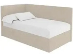 EINZELBETT Jugendbett mit Bettkasten Rechts, mit Matratze - LOVY 90x200 Dunkelbeige