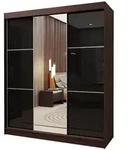 SCHWEBET&Uuml;RENSCHRANK VITALE 180/216/61 cm 3-t&uuml;rig mit Spiegel Wengefarben