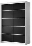 KLEIDERSCHRANK CAMARO PLUS 150 cm Schiebet&uuml;renschrank Wei&szlig; / Schwarz