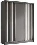 KLEIDERSCHRANK mit furnierten Schiebet&uuml;ren und Aluminium-Leisten - LABELO -...