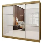 SCHWEBET&Uuml;RENSCHRANK VITALE 240/216/61 cm 3-t&uuml;rig mit Spiegel Eiche Artisan