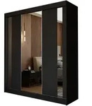 SCHWEBET&Uuml;RENSCHRANK GRAZIA 180/216/61 cm 3-t&uuml;rig mit Spiegel Schwarz