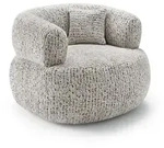 SESSEL Laila, Drehsessel mit runder Form, Beige, Geflecht-Stoff
