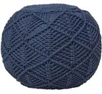 POUF dunkelblau im Makramee-Stil, 40/40/35 cm