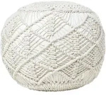 POUF creme im Makramee-Stil, 40/40/35 cm
