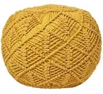 POUF senfgelb im Makramee-Stil, 40/40/35 cm