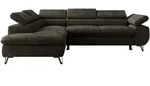 ECKSOFA PABLO L Dunkelgrau Schenille glatt - Links Seite mit Visco Topper
