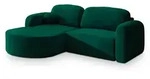 ECKSOFA AMILIA M L-S Gr&uuml;n Velours-Stoff mit Schlaffunktion