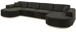 WOHNLANDSCHAFT MARI-U2-v1 - 388x171x83 cm Schwarz Velours