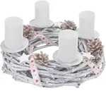ADVENTSKRANZ HOLZ &Oslash; 30CM MIT KERZEN WEI&szlig; Wei&szlig;