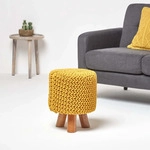 STRICK-HOCKER senfgelb, Dreibein 32/32/42 cm