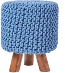 STRICK-HOCKER blau, Dreibein 32/32/42 cm