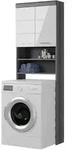 WASCHMASCHINENSCHRANK wei&szlig; Hochglanz, grau 63 cm, 6 F&auml;cher