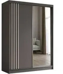 SCHWEBET&Uuml;RENSCHRANK NELVIA 160/216/61 cm 2-t&uuml;rig mit Spiegel Grau