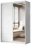 KLEIDERSCHRANK CAMARO II PLUS 150 cm mit Spiegel Schiebet&uuml;renschrank Wei&szlig;