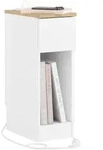 NACHTTISCH schmaler mit Ladefunktion (USB & Typ-C) 20x35x60 cm, Wei&szlig;
