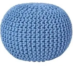 STRICK-POUF blau, 40/40/35 cm