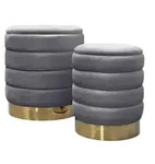 POUF-SET MIRELLE gepolstert grau