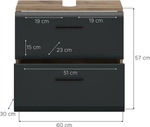 Waschbeckenunterschrank Ice Schwarz/Eiche dunkel