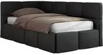 JUGENDBETT ARVO 90/200 - Schwarz Kunstleder - Foam-Matratze - Links Seite
