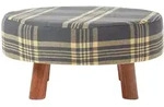 SITZHOCKER rund, grau kariert 62/62/30 cm