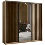 SCHWEBET&Uuml;RENSCHRANK ORRA 180/205/60 cm 3-t&uuml;rig mit Spiegel und Lamellen Eiche...