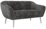 2-SITZER-SOFA PIRS - Grau Cord - Wei&szlig;e Beine
