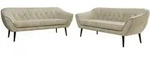 SITZGARNITUR PIRS 3+3 - Beige Velvet - Schwarze Beine