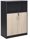 AKTENSCHRANK heller Holzfarbton/schwarz 117 cm 2 T&uuml;ren offenes Ablagefach Zehna