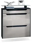SCHUHSCHRANK Annie Sandgrau Hochglanz / Schwarz Hochglanz