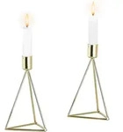 Kerzenhalter-Set Retro Design Goldfarben 2-teilig