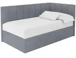 EINZELBETT Jugendbett mit Bettkasten Links, mit Matratze - LOVY 80x200 Grau