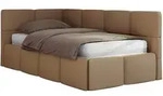 JUGENDBETT ARVO 90/200 - Braun Kunstleder - Pocket-Matratze - Links Seite
