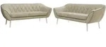 SITZGARNITUR PIRS 3+3 - Beige Velvet - Wei&szlig;e Beine