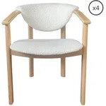 ESSZIMMERSTUHL KALLA 4er Set in Creme Boucl&eacute;, massives Buchenholz 58/60/74 cm