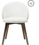 ESSZIMMERSTUHL MELIE 2er Set in Creme Chenille mit Dunkelbraunen Buchenholzbeinen