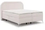 BOXBETT Sonna 180/200 cm Wei&szlig; Boucl&eacute;-Stoff mit abgerundetem Kopfteil und mit