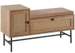 SCHUHBANK &ndash; Eiche-Dekor, 100x60x38 cm, Rattan-Elemente, gepolstert, mit Stauraum