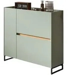 SCHUHKIPPER Salbei gr&uuml;n, Artisan Eiche 110 x 94 cm, Schuhschrank mit Soft-Close
