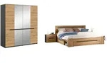 SCHLAFZIMMER Set 4-teilig Eiche Artisan, grau, Komplettset mit Kleiderschrank,...
