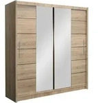 SCHWEBET&Uuml;RENSCHRANK KAYLE 203/215/61 cm 2-t&uuml;rig mit Spiegel Sonoma Eiche