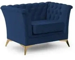 CHESTERFIELD-SESSEL Whitby Marineblau Samt mit goldenen F&uuml;&szlig;en