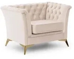 CHESTERFIELD-SESSEL Whitby Beige Samt mit goldenen F&uuml;&szlig;en