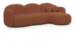 ECKSOFA Nuvola mit abgerundetem Design Terrakotta Boucl&eacute;-Stoff - Ottomane...