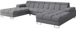 WOHNLANDSCHAFT mit Schlaffunktion und Bettkasten COMA U2 345x203x79 Grau Velours