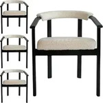 ESSZIMMERSTUHL KIRO 4er Set in Wei&szlig; Boucle mit schwarzen Buchenholzbeinen 56/55/73