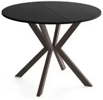 ESSTISCH Valio rund oval ausziehbar verl&auml;ngerbar mit braunen Metallbeinen, Schwarz